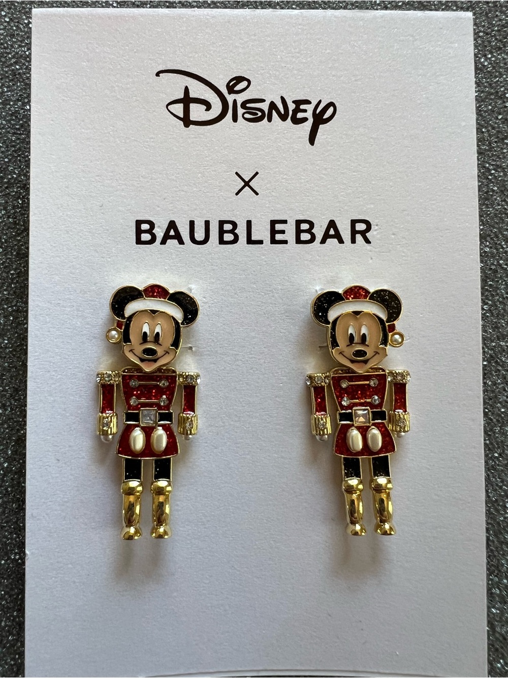 Disney Baublebar Mickey Mouse Dangle Post Nutcracker Earrings New